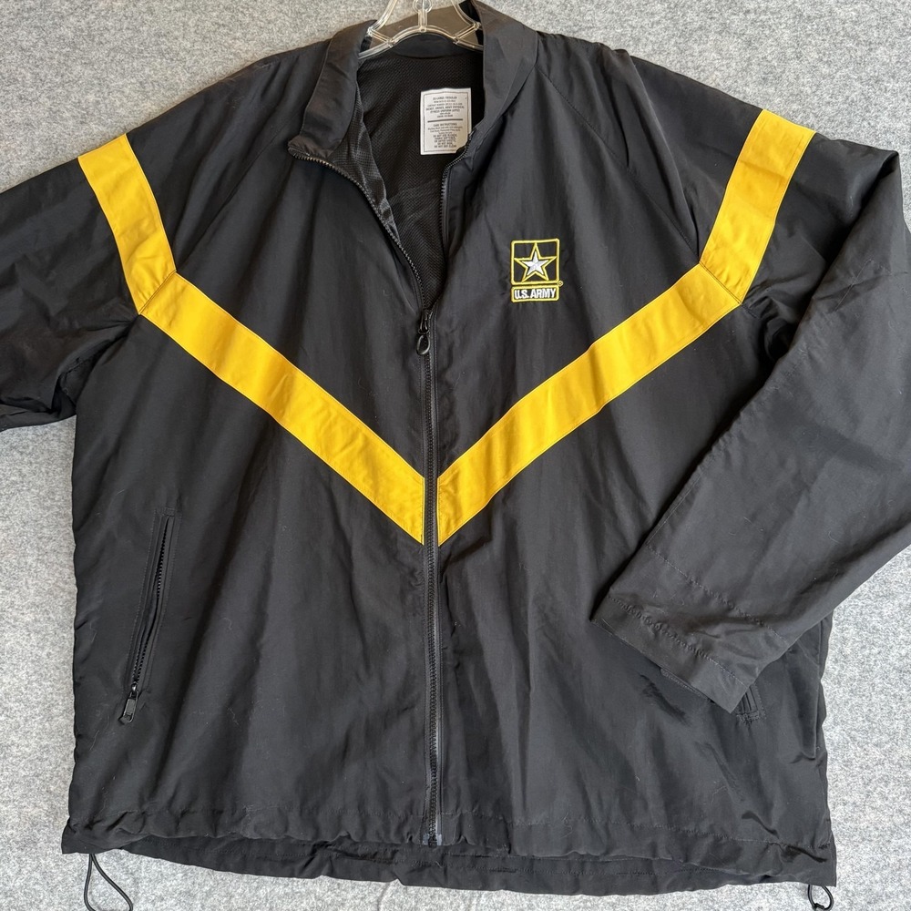 UNICOR Army APFU Jacket Mens 2XL XXL Black Yellow Windbreaker Full Zip Training